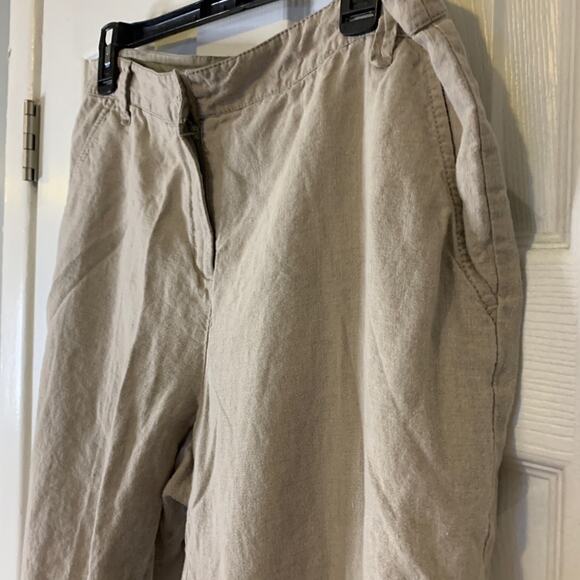 Eileen Fisher Lightweight Khaki Tan Cropped Wide Leg Pants Medium - Picture 3 of 9